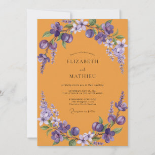 Invitación Boda con Pétalo Púrpura Ocra