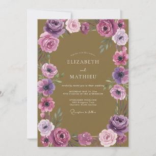 Invitación Boda con Pétalo Púrpura y Ocre Suave