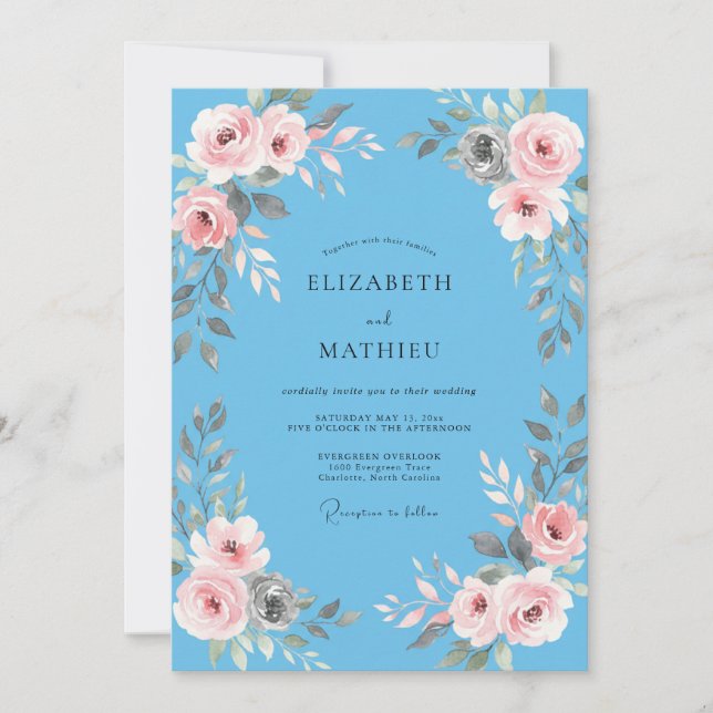 Invitación Boda con Pétalo Rosa de Aciano (Anverso)