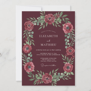Invitación Boda con Pétalo Rosa Marsala