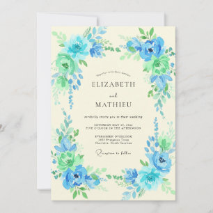 Invitación Boda con Pétalo Turquesa Cerúleo
