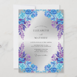 Invitación Boda con Pétalo Violeta Cobalto