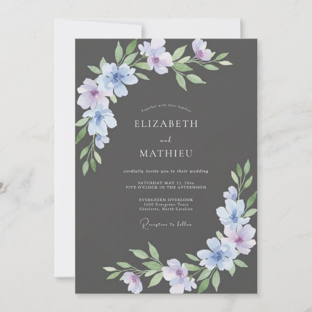 Invitación Boda con Pétalo Violeta de Carbón (Anverso)