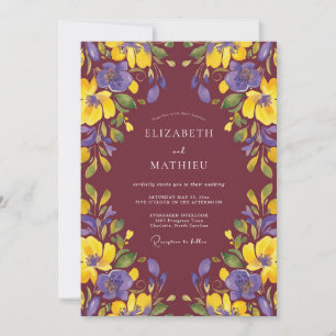 Invitación Boda con Pétalo Violeta Granate