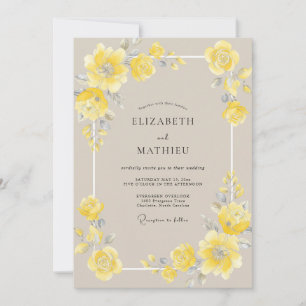 Invitación Boda con Pétalos Amarillos Mantequilla Suaves