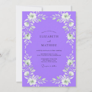 Invitación Boda con Pétalos Blancos y Morados