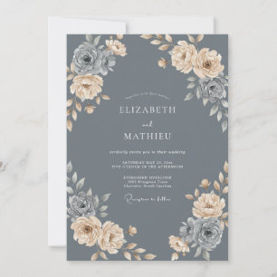 Invitación Boda con Pétalos de Champán Pizarra
