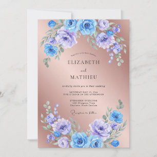Invitación Boda con Pétalos de Cobre Antiguo y Amatista