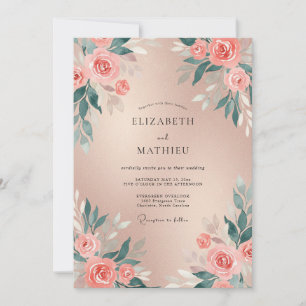 Invitación Boda con Pétalos de Coral de Champán
