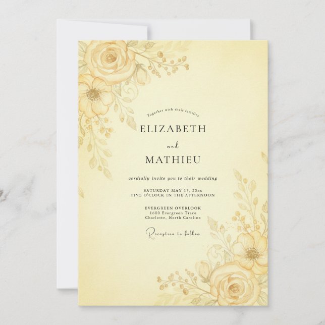 Invitación Boda con Pétalos de Crema de Mantequilla (Anverso)