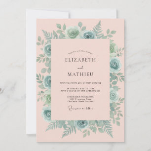 Invitación Boda con Pétalos de Durazno Acuático Polvoriento