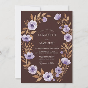 Invitación Boda con Pétalos de Lavanda Caoba