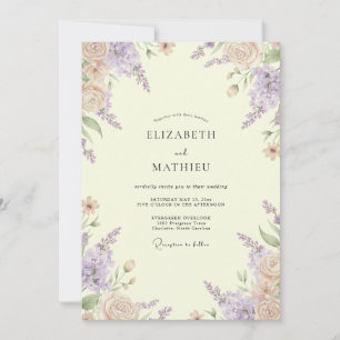 Invitación Boda con Pétalos de Lavanda y Limón
