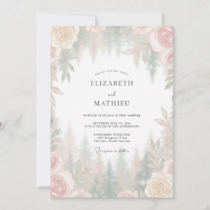 Invitación Boda con Pétalos de Melocotón y Champán