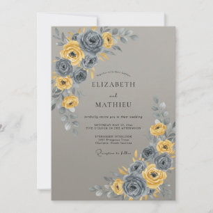 Invitación Boda con Pétalos de Mostaza Carbón