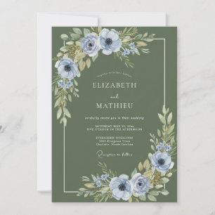 Invitación Boda con Pétalos de Periwinkle y Cottagecore Oliva