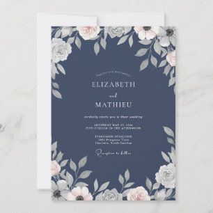 Invitación Boda con Pétalos de Pizarra Polvorienta