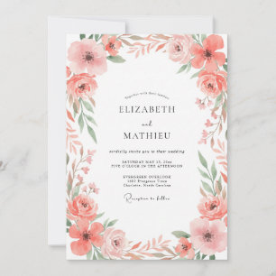 Invitación Boda con Pétalos de Salmón y Follaje