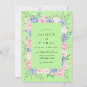 Invitación Boda con Pétalos Pastel Chartreuse