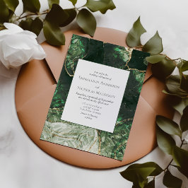 Invitación Boda con piedra preciosa de esmeralda verde oliva 