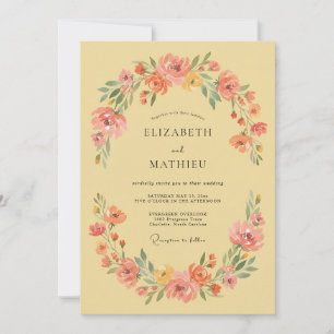 Invitación Boda con pincelada de flor de coral