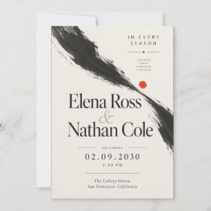 Invitación Boda con pincelada de tinta Sumi