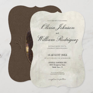 Invitación Boda con pintura al óleo vintage elegante