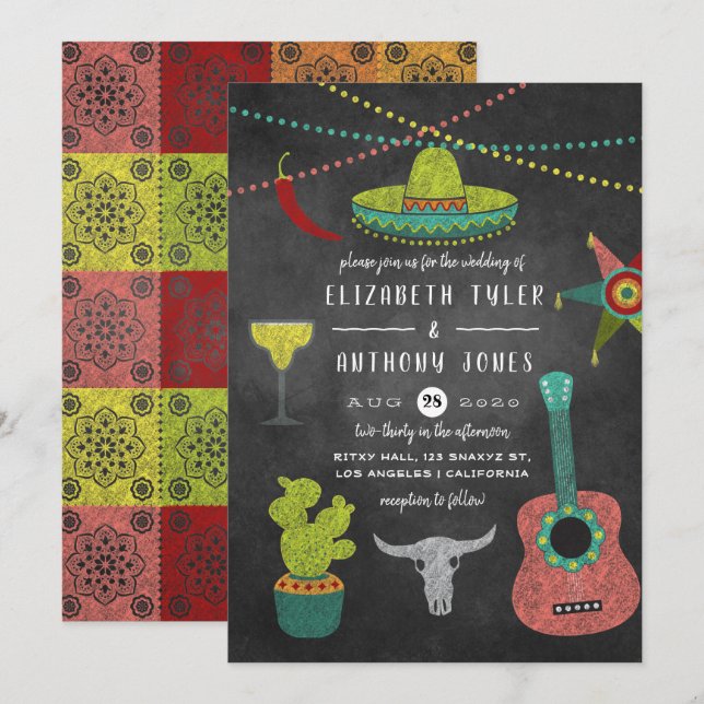Invitación Boda con Pizarra de Fiesta (Anverso / Reverso)