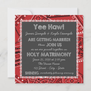 Invitación Boda con pizarra rústica de bandana roja