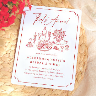 Invitación Boda con Pizza y Vino Dibujada a Mano con Capricho