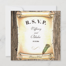 Invitación Boda con Pluma de Ave y Pergamino Único 
