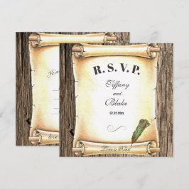Invitación Boda con Pluma de Ave y Pergamino Único