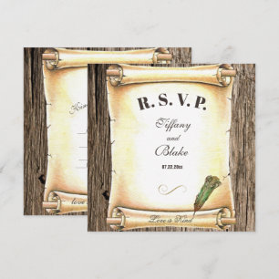 Invitación Boda con Pluma de Ave y Pergamino Único