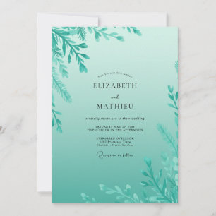 Invitación Boda con ramita de acuarela de menta