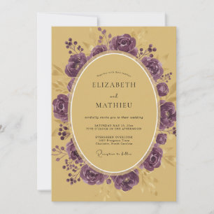 Invitación Boda con Ranúnculo Zafiro Oro y Salvia