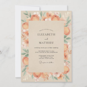 Invitación Boda con Ranúnculos de Melocotón y Eucalipto