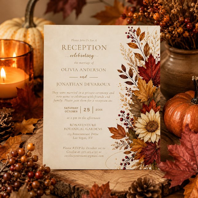 Invitación Boda con recepción únicamente de hojas de otoño y  (Subido por el creador)