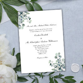 Invitación Boda con redacción formal elegante de vegetación d