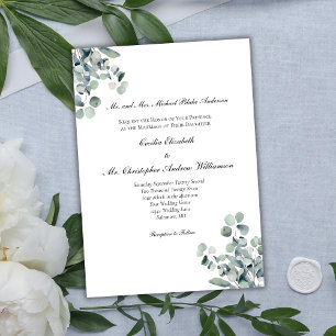 Invitación Boda con redacción formal elegante de vegetación d