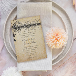 Invitación Boda con remolinos elegantes funky negros