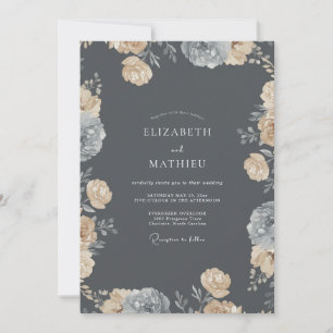 Invitación Boda con Rosa de Champán Carbón