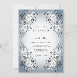 Invitación Boda con Rosa de Pizarra Polvorienta