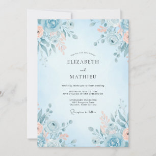 Invitación Boda con Rosa Peonía Calida en Polvo