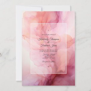 Invitación Boda con Rosa Polvorienta y Tinta Mauve