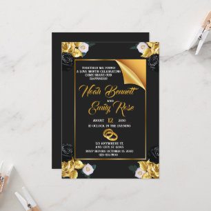 Invitación Boda con rosas y anillos de oro
