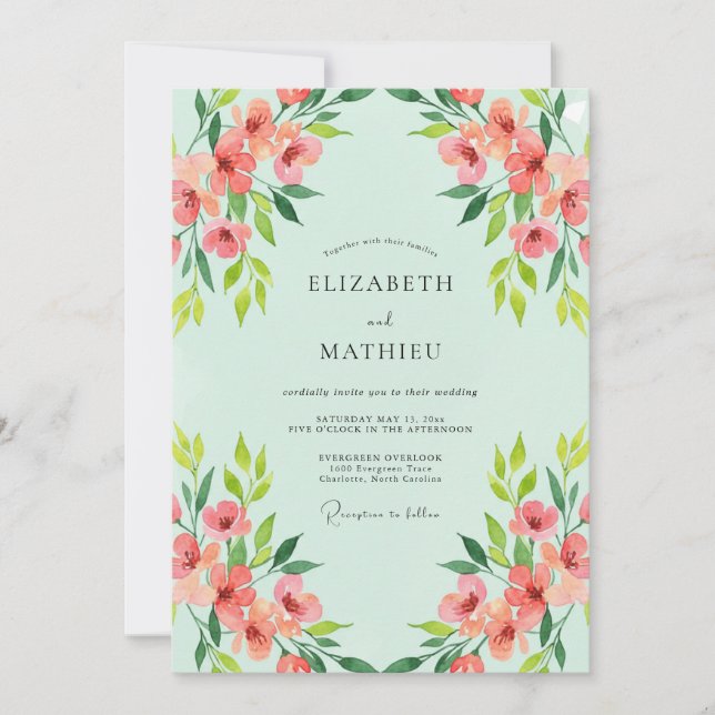 Invitación Boda con Salmón Silvestre y Menta (Anverso)