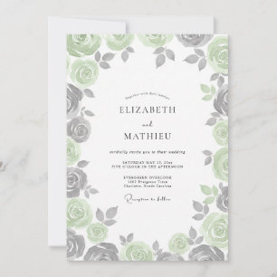 Invitación Boda con Salvia de Follaje de Ceca de Plata