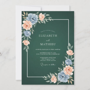 Invitación Boda con salvia de follaje de coral de acero