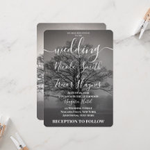 Boda con silueta de árbol personalizada en blanco