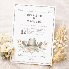 Invitación Boda con sombrero de vaquero rústico